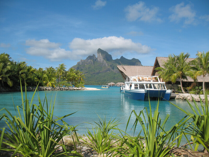 Blue Boat at Tropical Resort — Serene