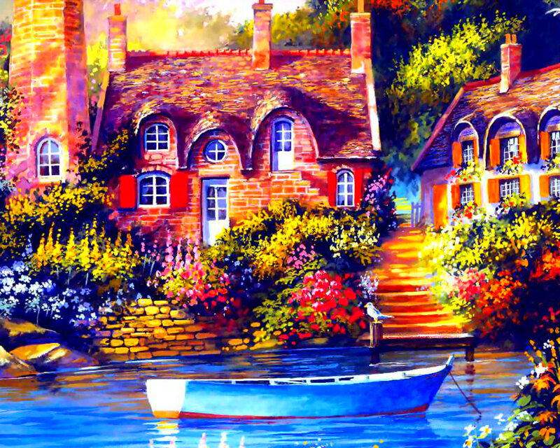 Blue Boat in Canal