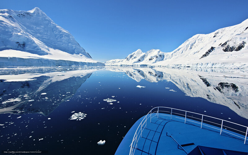 Blue Boat in Icy Water