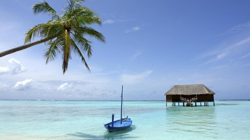 Blue Boat Near Hut