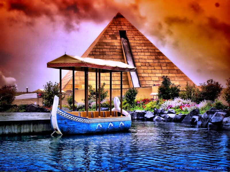 Blue Boat Near Pyramid