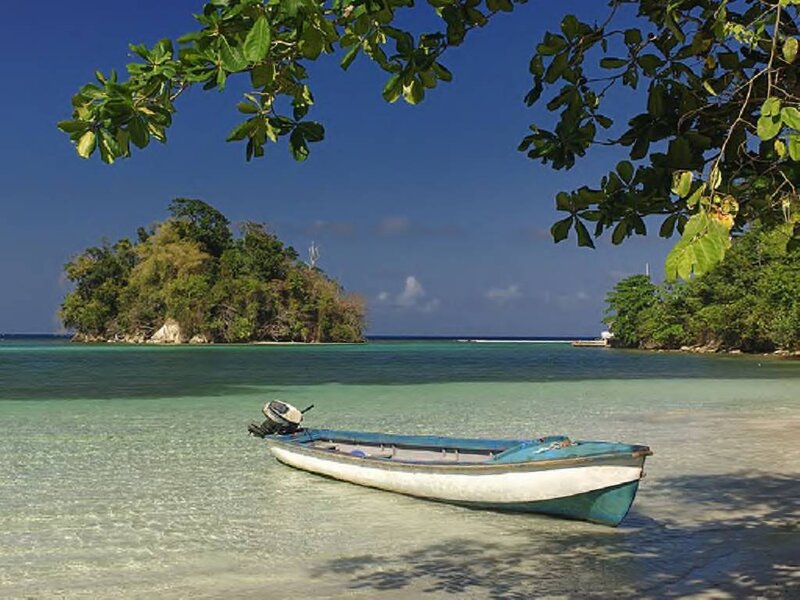 Blue Boat on Beach — Serene, Afternoon