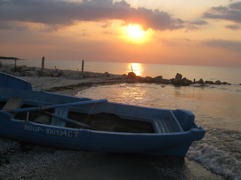 Blue Boat on Beach