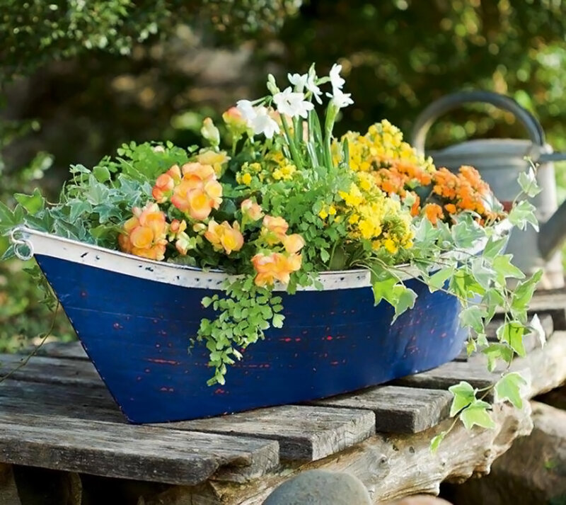 Blue Boat Planter — Serene