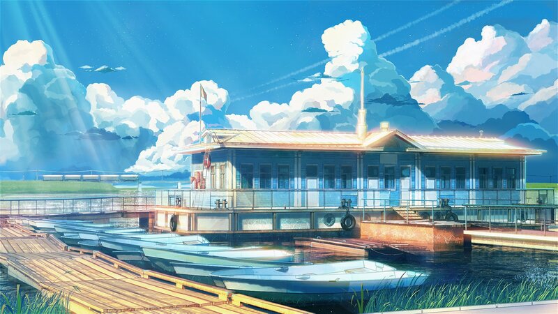 Blue Boathouse at Dock