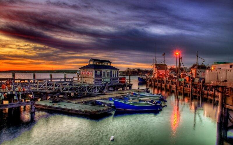Blue Boats at Harbor