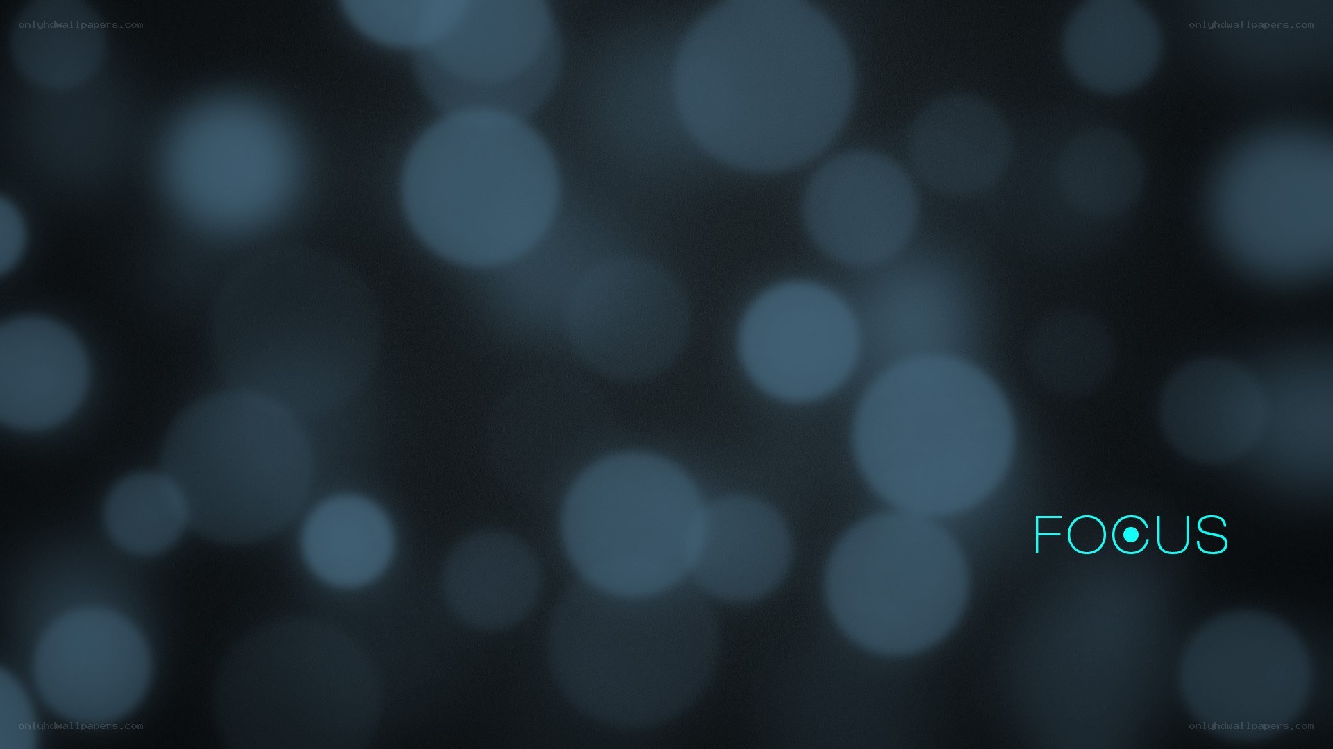 blue bokeh background with focus text