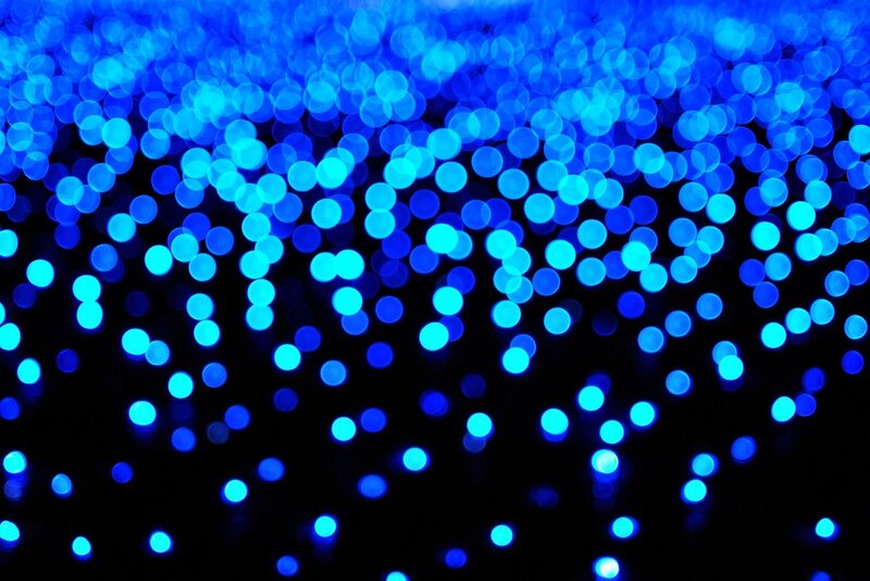 Blue Bokeh Lights — Calm, Night, Abstract, Dark Background, Black