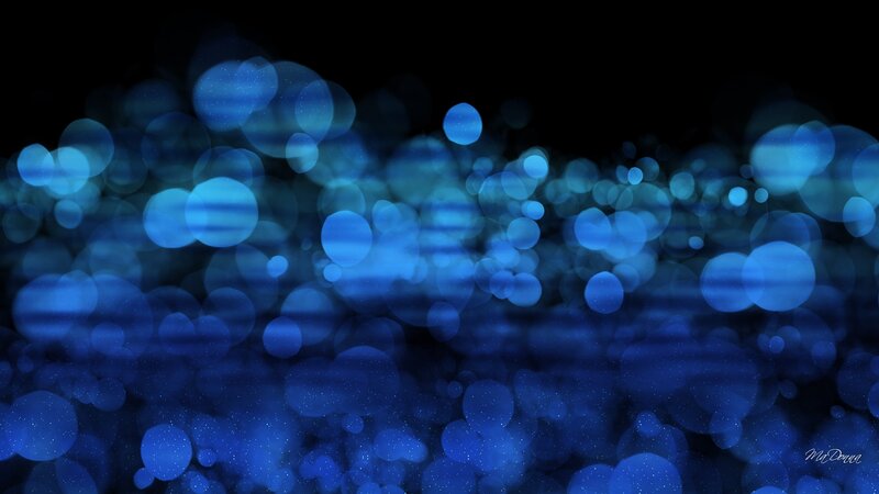 Blue Bokeh Lights — Calm, Night, Digital Art
