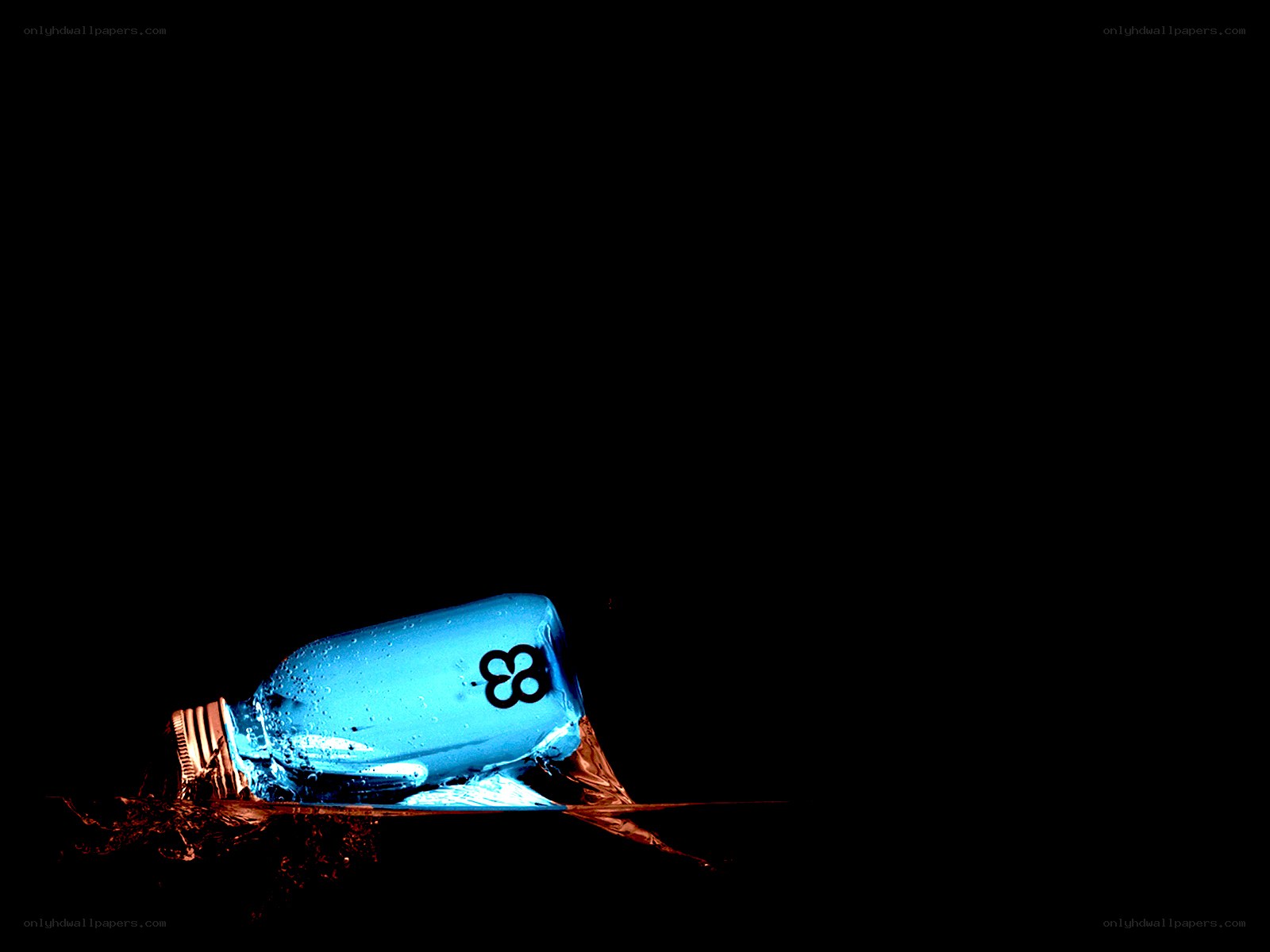 blue bottle in water