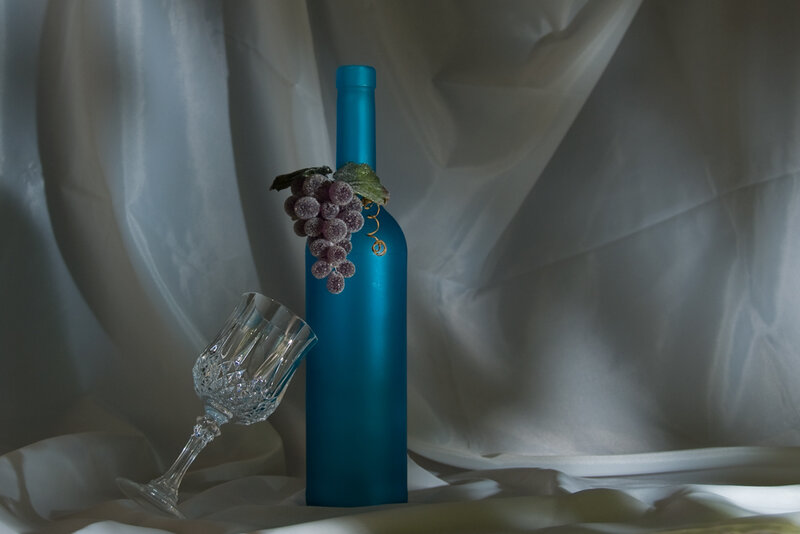 Blue Bottle with Grapes
