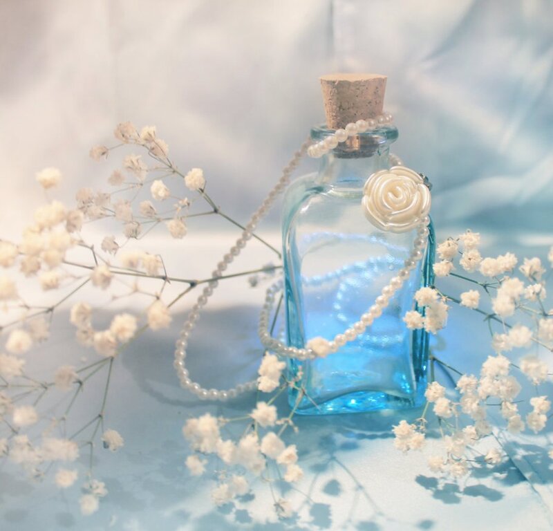 Blue Bottle with Pearls