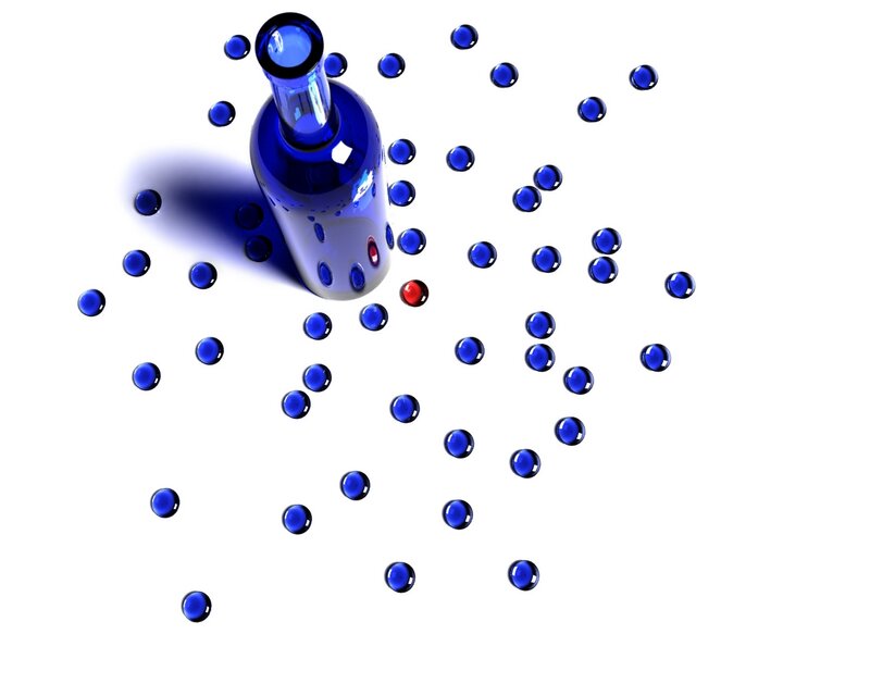 Blue Bottle with Spheres