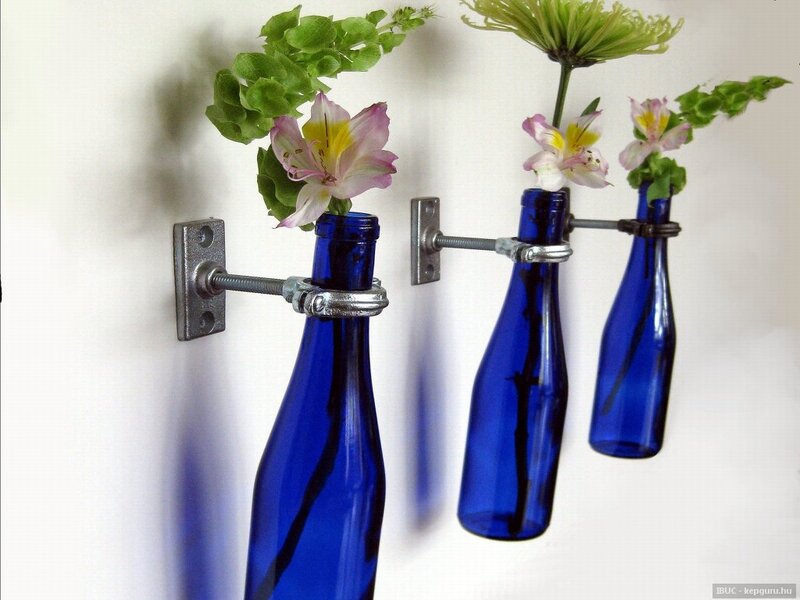 Blue Bottles with Flowers — Calm