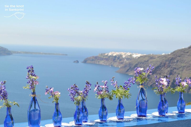 Blue Bottles with Flowers — Serene