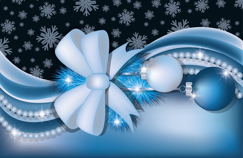 Blue Bow with Ornaments — Festive