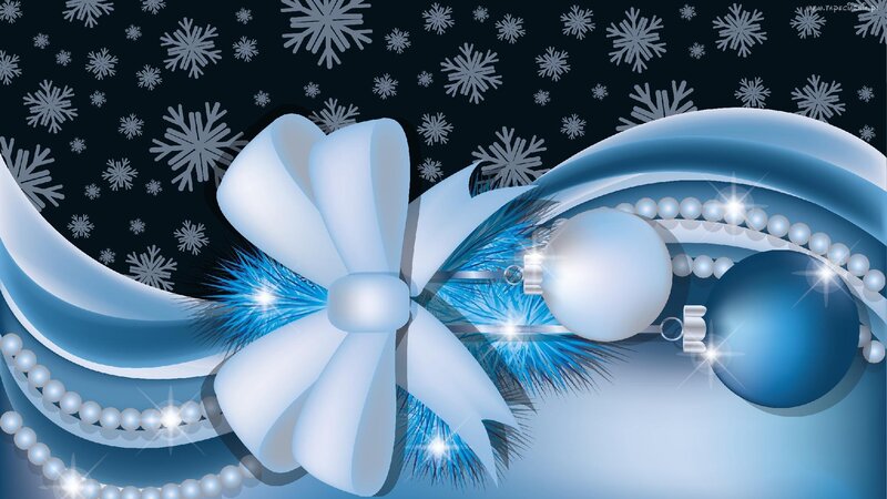 Blue Bow with Ornaments — Festive, Winter