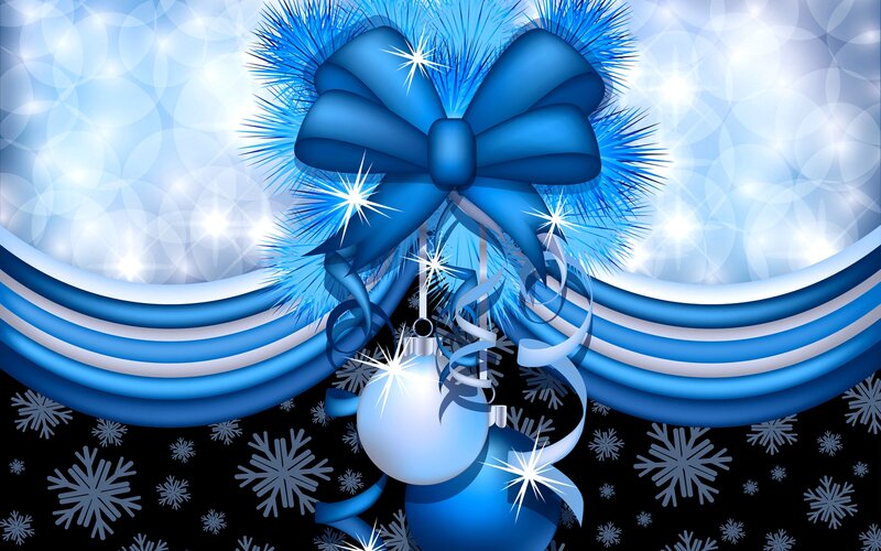 Blue Bow with Ornaments
