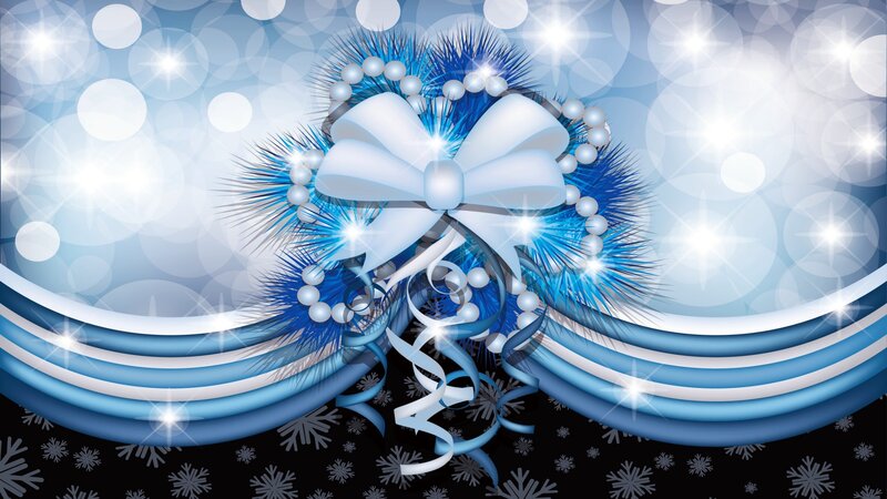 Blue Bow with Snowflakes — Festive