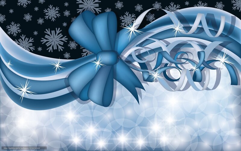 Blue bow with snowflakes