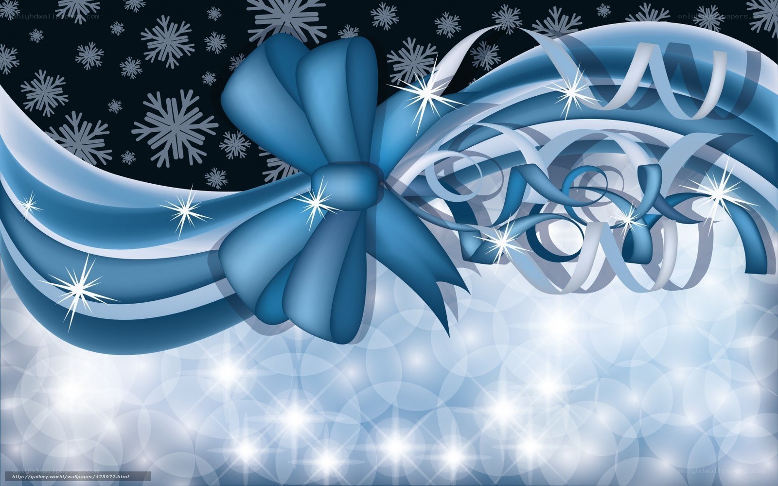 Blue bow with snowflakes