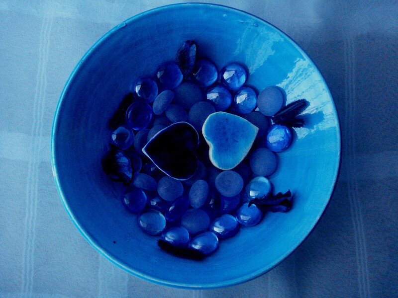 Blue Bowl with Pebbles