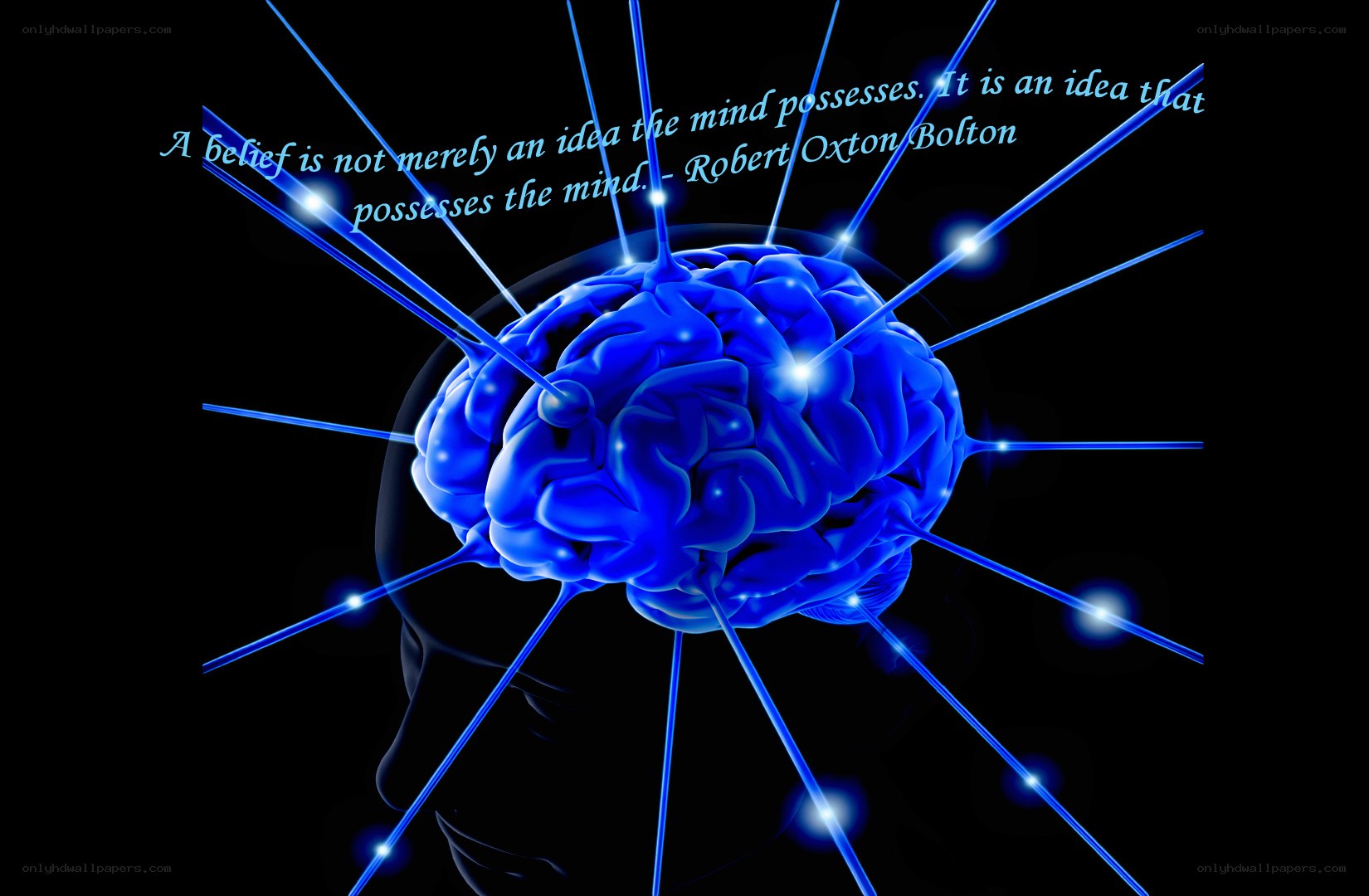 blue brain with light beams