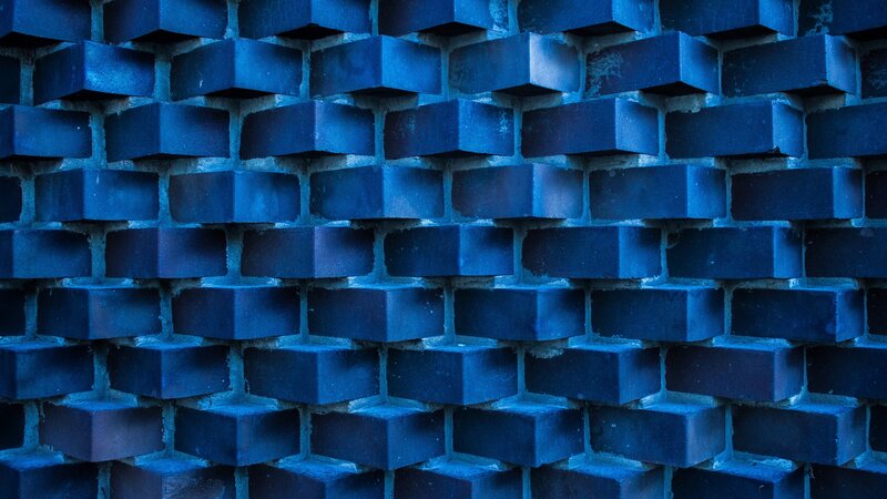 Blue Brick Wall — Dark, Photograph, Bricks