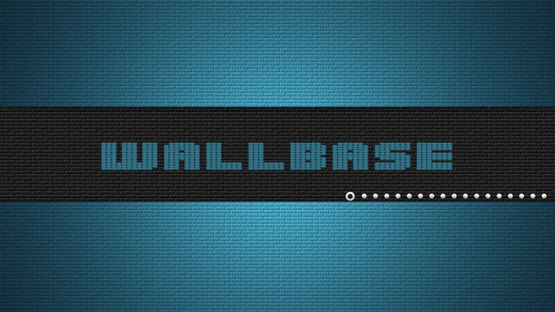 blue brick wall with text
