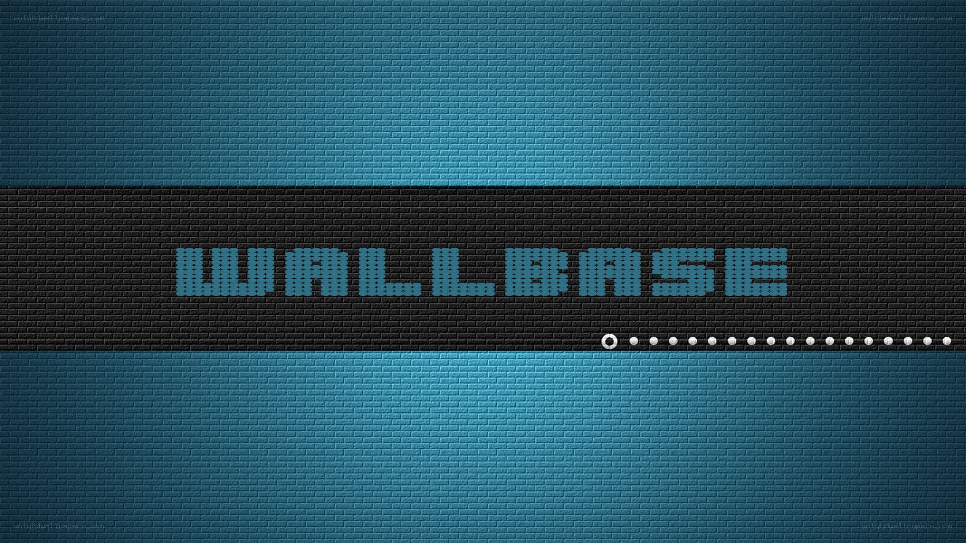 blue brick wall with text