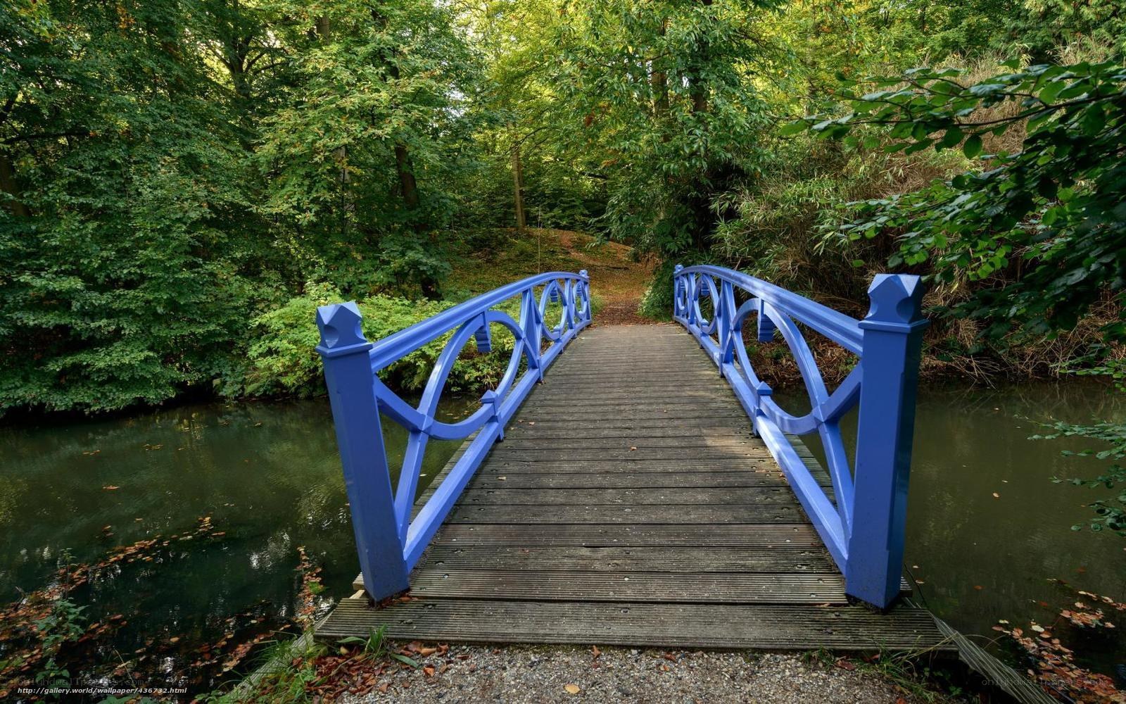 Blue bridge over a river