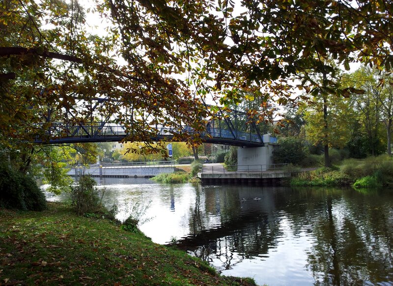 Blue Bridge over River — Green