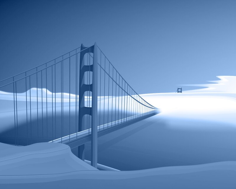 Blue bridge over water
