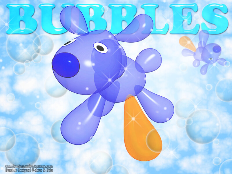Blue bubble dog with bubbles