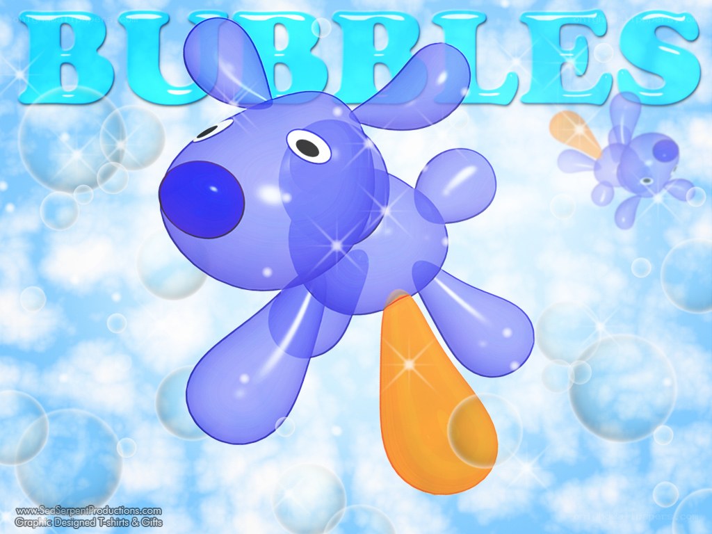 Blue bubble dog with bubbles