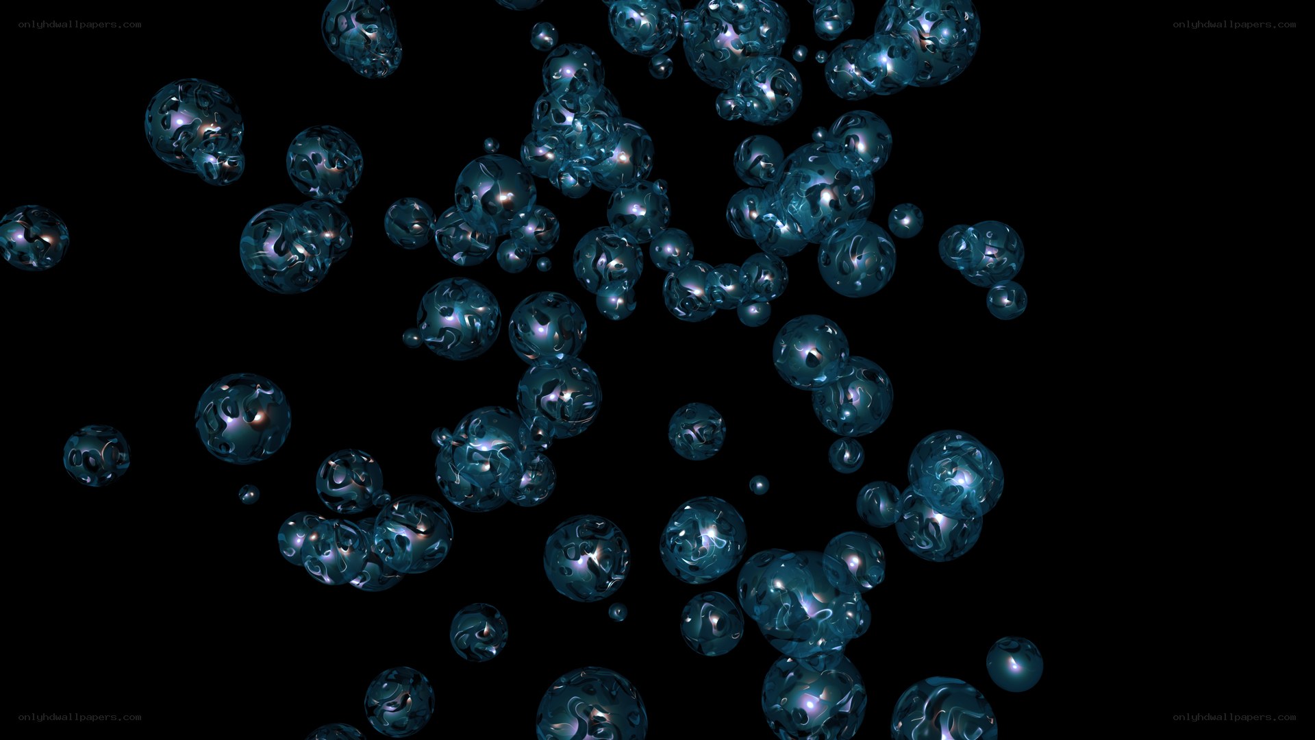blue bubbles floating in space