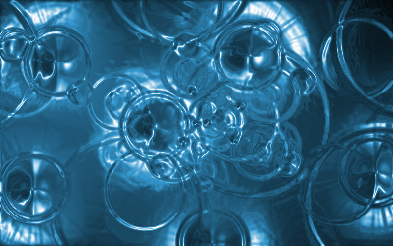 blue bubbles in liquid