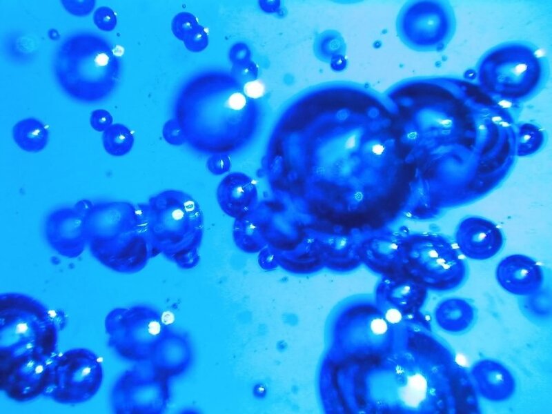 Blue Bubbles in Liquid — Calm, Photograph