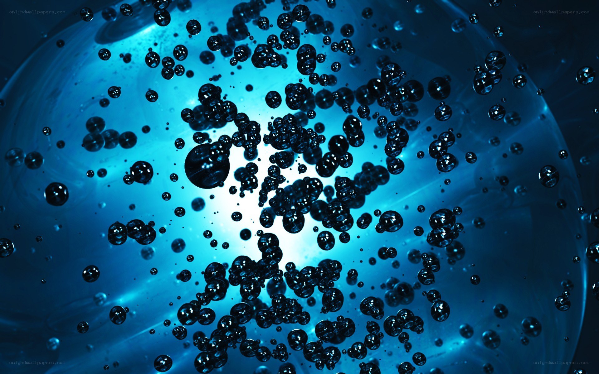 blue bubbles in liquid