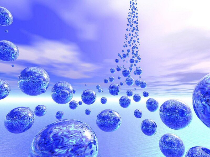 blue bubbles in sky