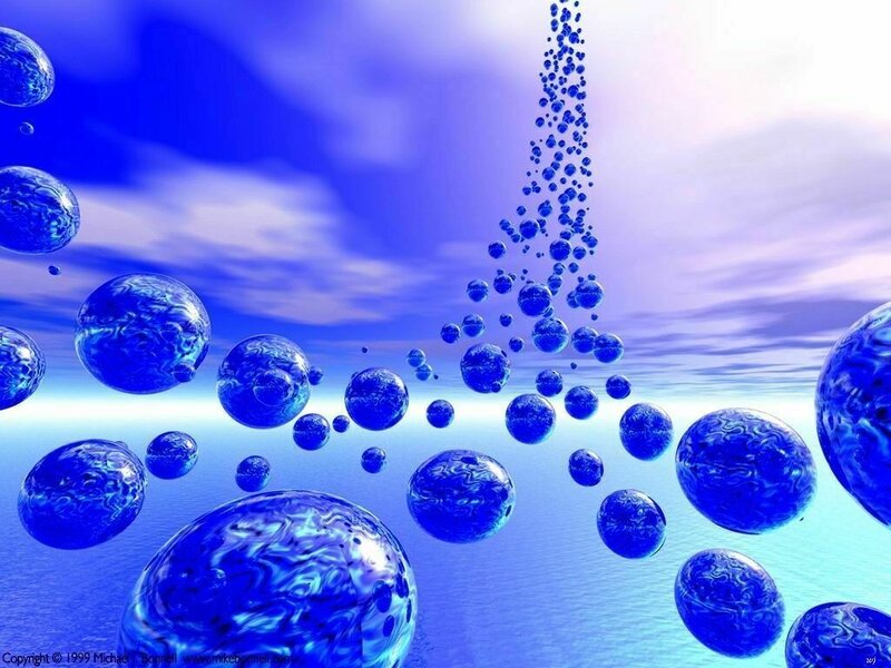 blue bubbles in sky
