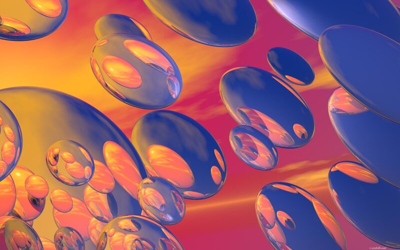 Blue Bubbles in Sunset