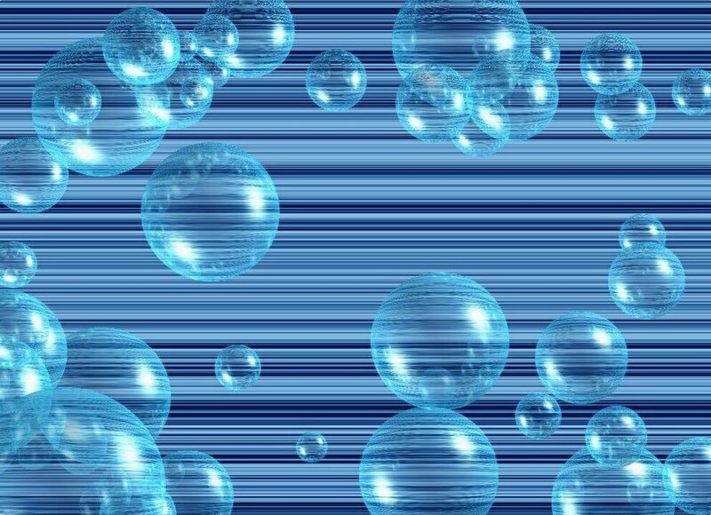 blue bubbles on striped background