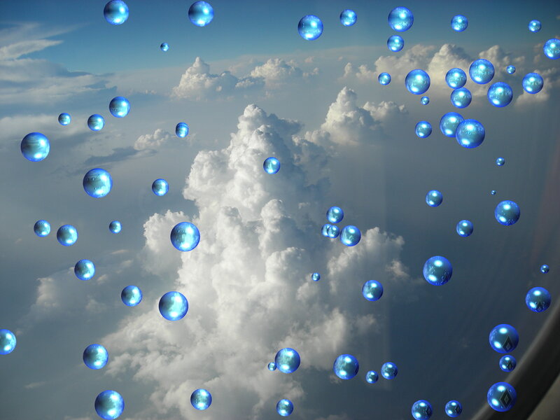 Blue bubbles over clouds