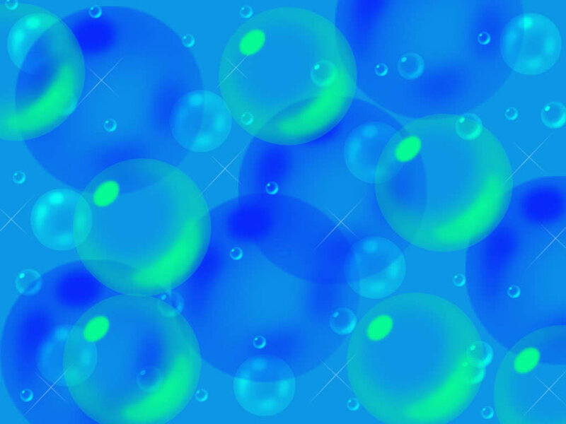 blue bubbles with green highlights