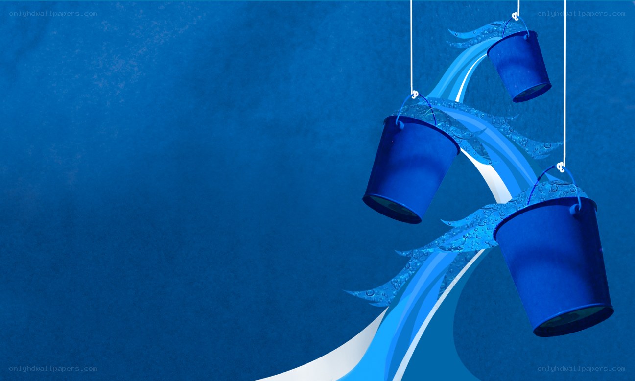 blue buckets with water splash