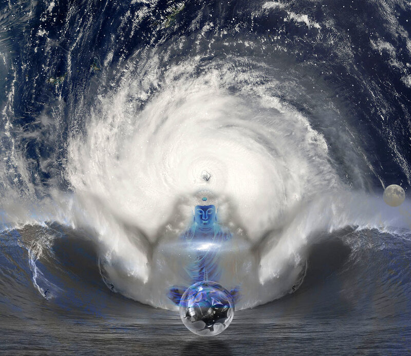Blue Buddha in Storm