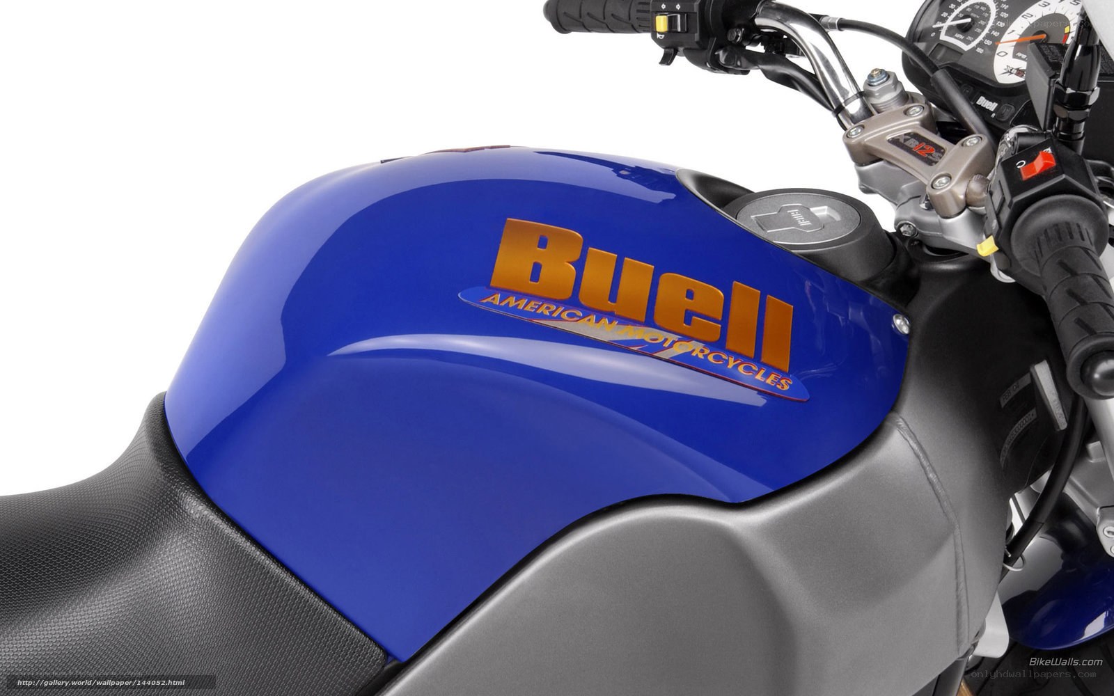 Blue Buell motorcycle fuel tank