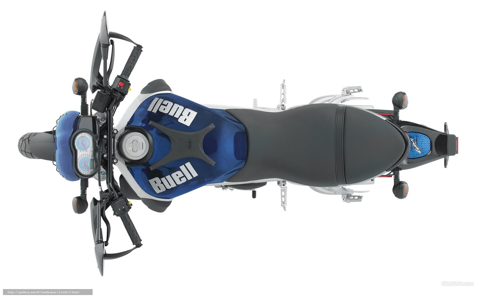 Blue Buell motorcycle top view