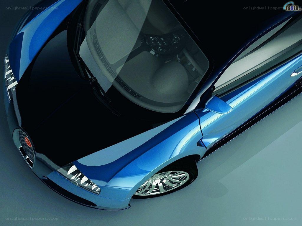 blue bugatti car from above